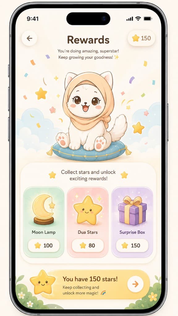 Raira Rewards screen